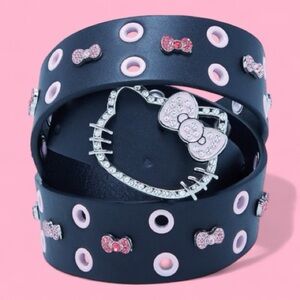 New Womens Sanrio Hello Kitty Bow Bling Belt